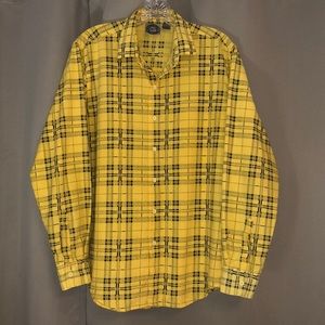 Vintage TOKYU Component Sportswear Yellow & Black Plaid Long Sleeve Shirt Sz M